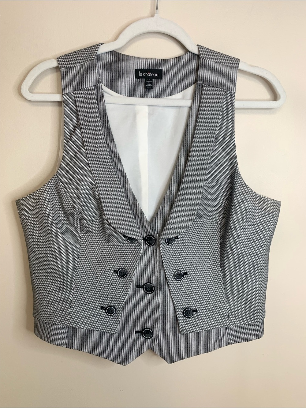 le château Y2K Pinstripe Gray Double-Breasted Vest L